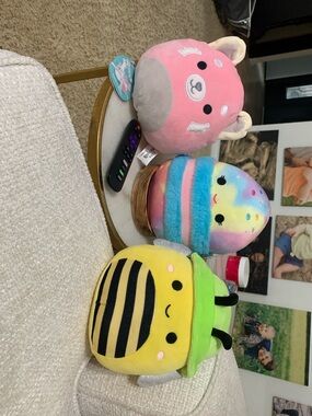 Squishmallows Pastel Ice Cream, Pink Bear & Yellow Bee Plush Set